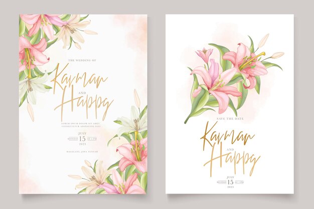 エレガントな手描きの花と葉の結婚式の招待カードセット