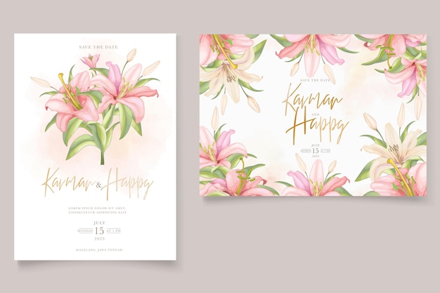 elegant hand drawn floral and leaves wedding invitation card set