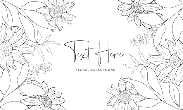 Elegant hand drawn floral monoline background template