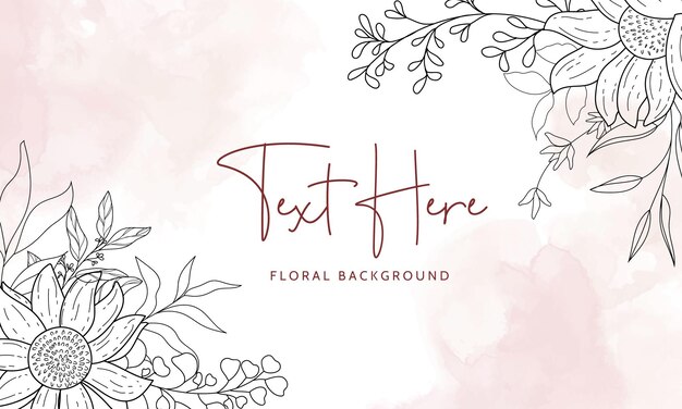 Elegant hand drawn floral monoline background template