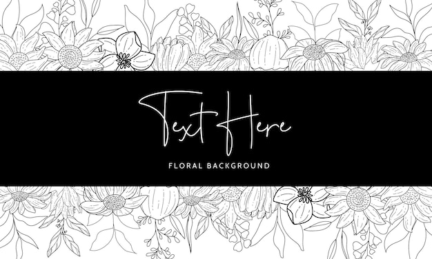 Elegant hand drawn floral monoline background template