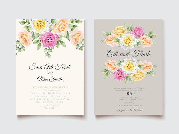 Элегантная рисованная цветочная свадебная открытка