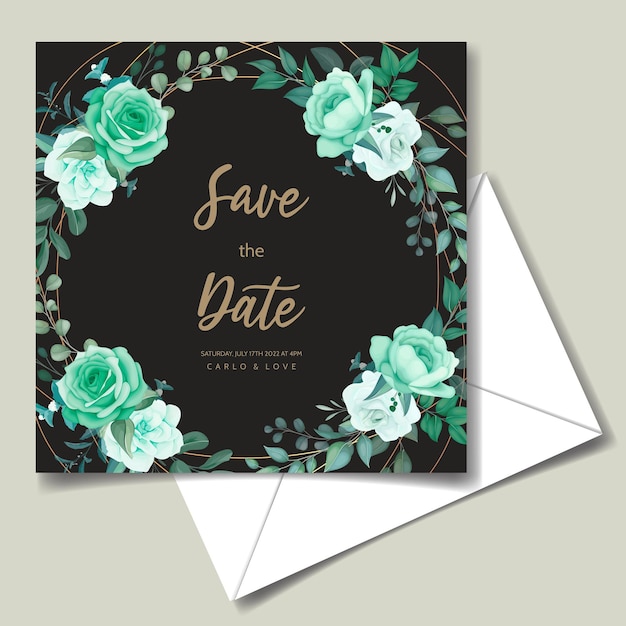 エレガントな手描きの花の結婚式の招待カード