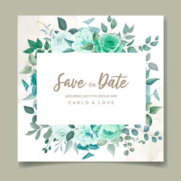 Elegant hand drawn floral wedding invitation card