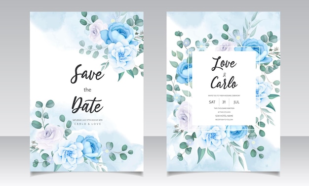 Elegant hand drawn floral wedding invitation card