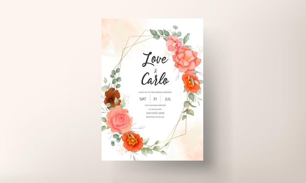 エレガントな手描きの花の結婚式の招待カード