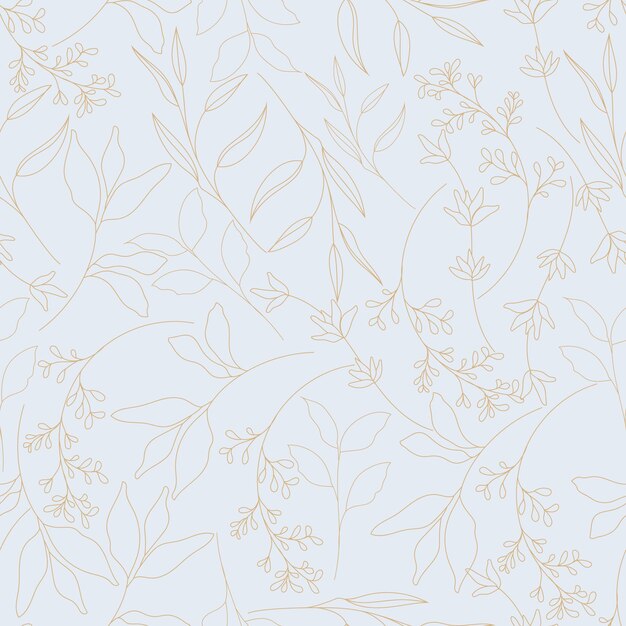 エレガントな手描きの黄金の花のシームレスなパターン
