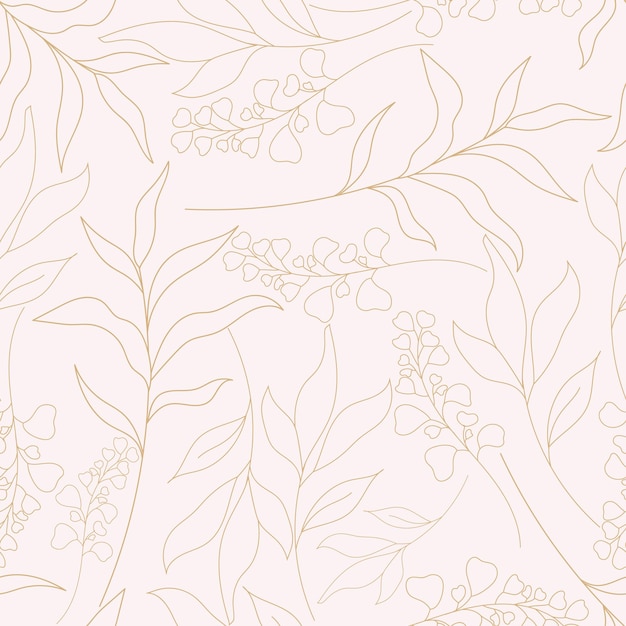 Free vector elegant hand drawn golden floral seamless pattern