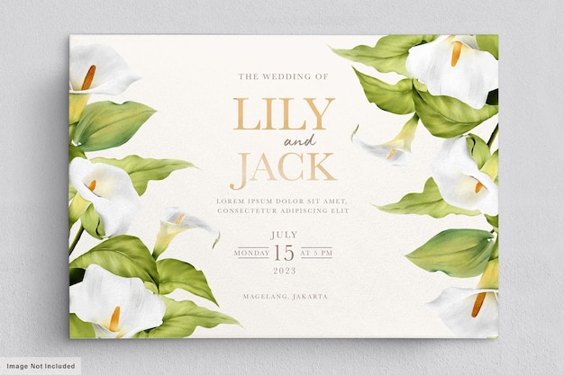 Elegant hand drawn lily invitation card set