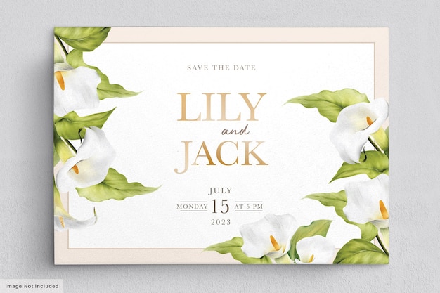 elegant hand drawn lily invitation card