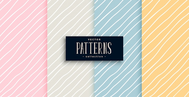 Free vector elegant hand drawn lines patterns in four colors