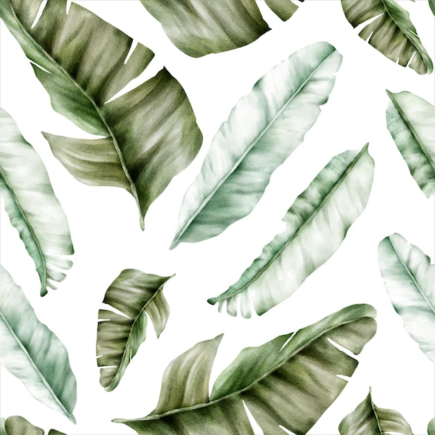 elegant hand drawn luxury banana leaf seamless pattern