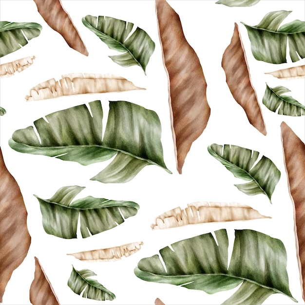 элегантный рисованной роскошный банановый лист бесшовные модели