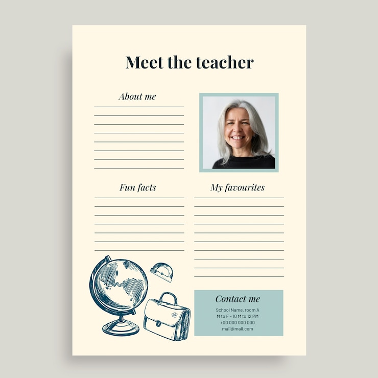Free Vector elegant hand drawn meet your teacher worksheet