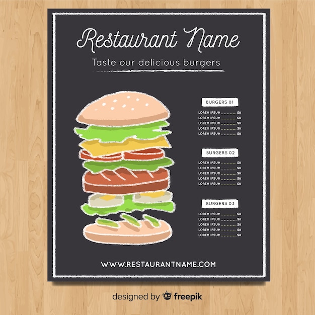 Vettore gratuito modello di menu disegnato a mano elegante