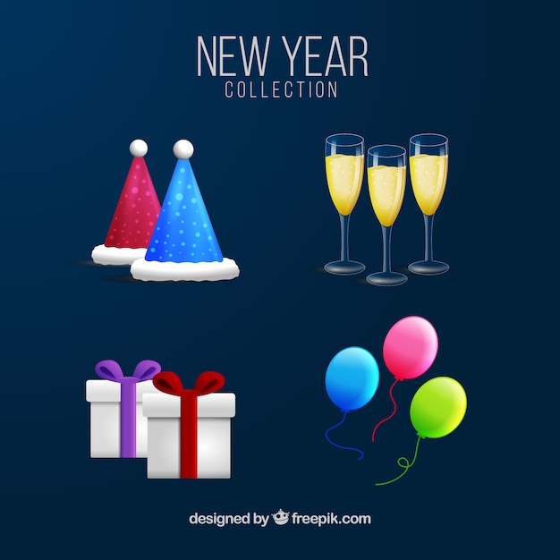 Free vector elegant hand drawn new year elements