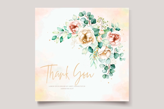 Free vector elegant hand drawn peonies wedding card design