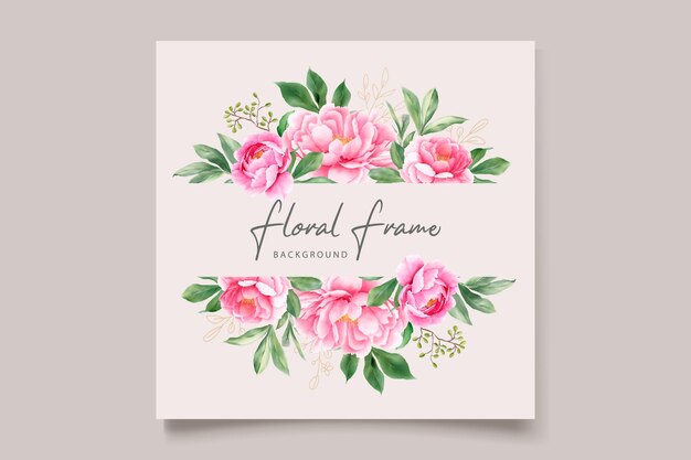 Elegant hand drawn peony invitation card set