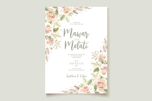 elegant hand drawn roses invitation card