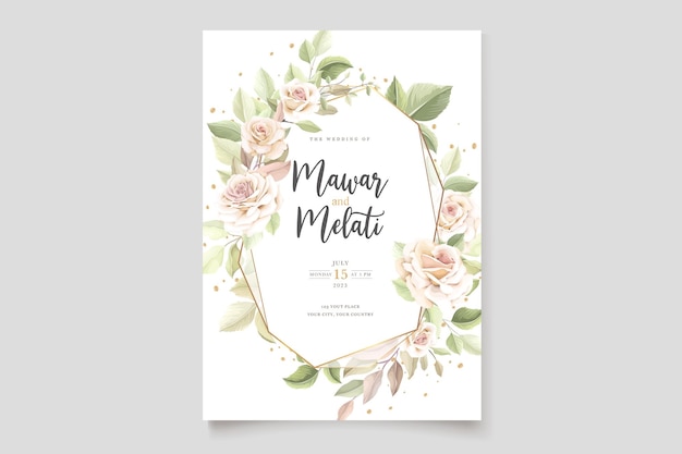 Elegant Hand Drawn Roses Invitation Card – Vector Templates