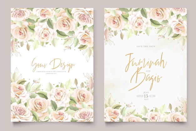 エレガントな​手描き​の​バラ​の​結婚式​の​招待​カード​セット