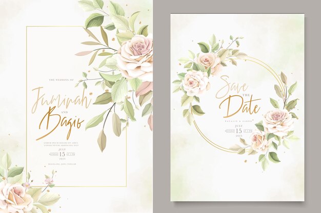 エレガントな手描きのバラの結婚式の招待カードセット
