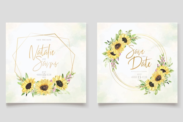 Elegant hand drawn sun flower invitation card