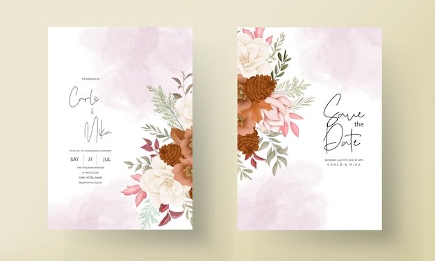 Элегантный рисованной сладкий цветочный свадебный пригласительный билет
