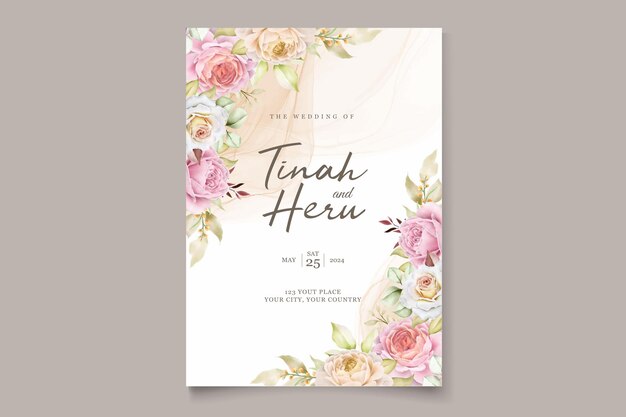 elegant hand drawn watercolor floral summer invitation card