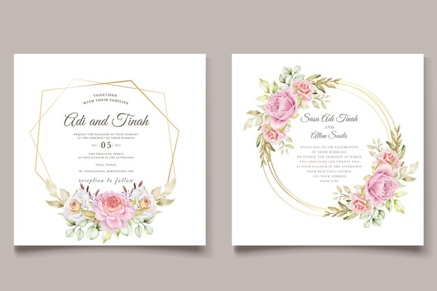 elegant hand drawn watercolor floral summer invitation card