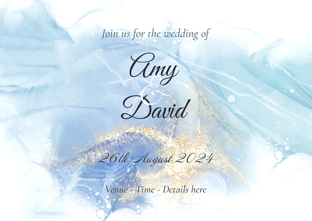 Elegant hand painted alcohol ink wedding invitation design