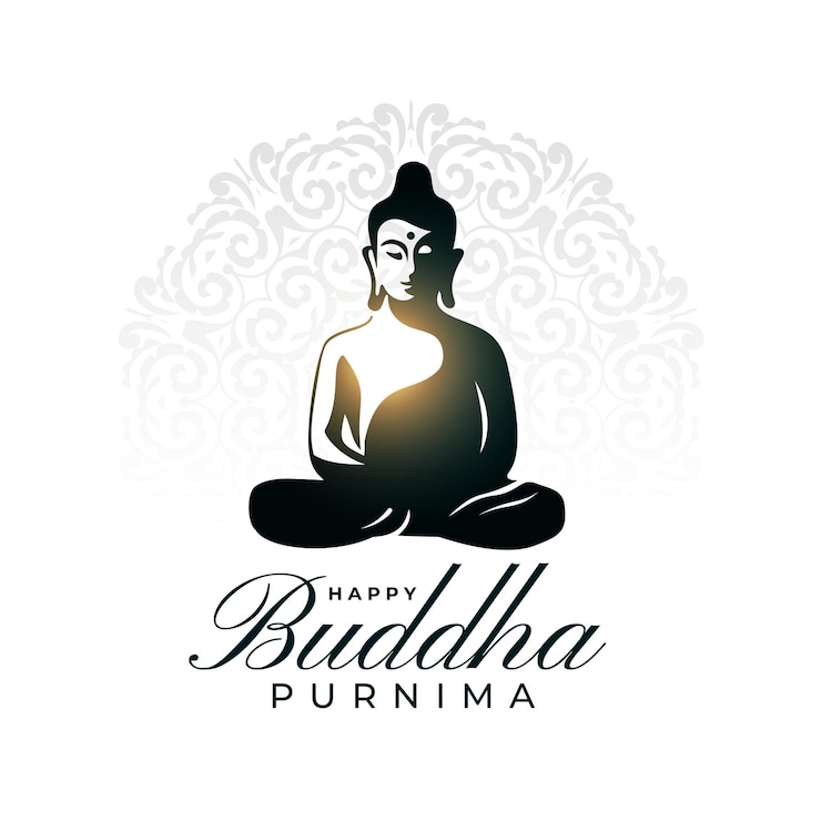Free Vector elegant happy buddha purnima background with shiny light effect