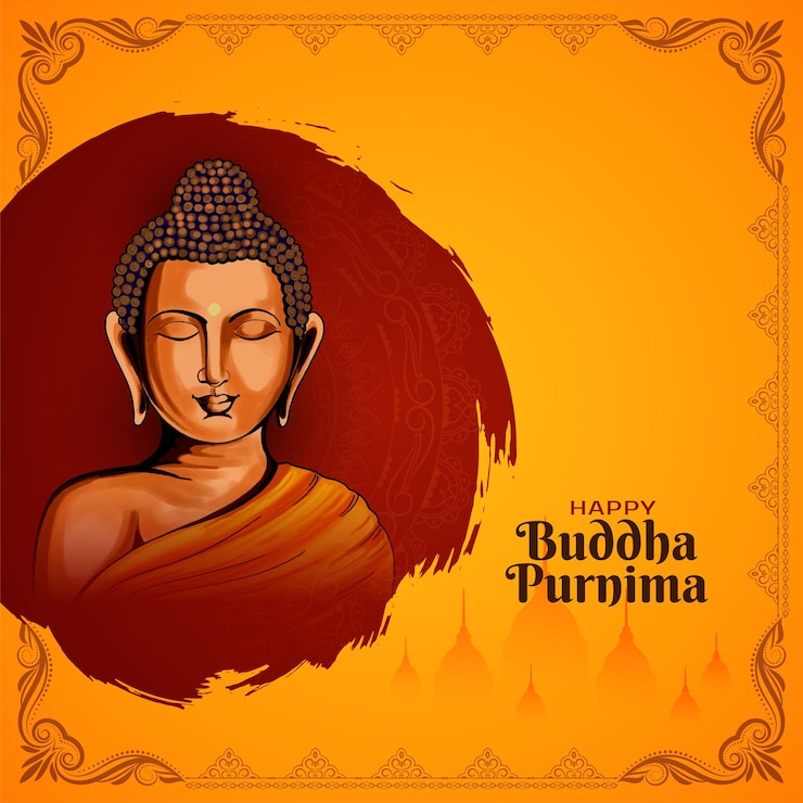 Free Vector elegant happy buddha purnima indian festival greeting card