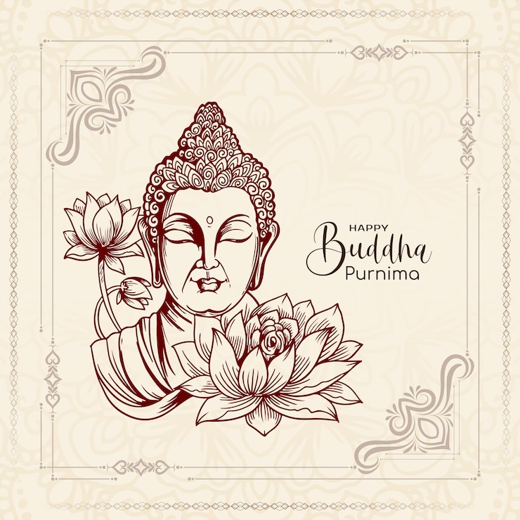 Free Vector elegant happy buddha purnima indian festival greeting card