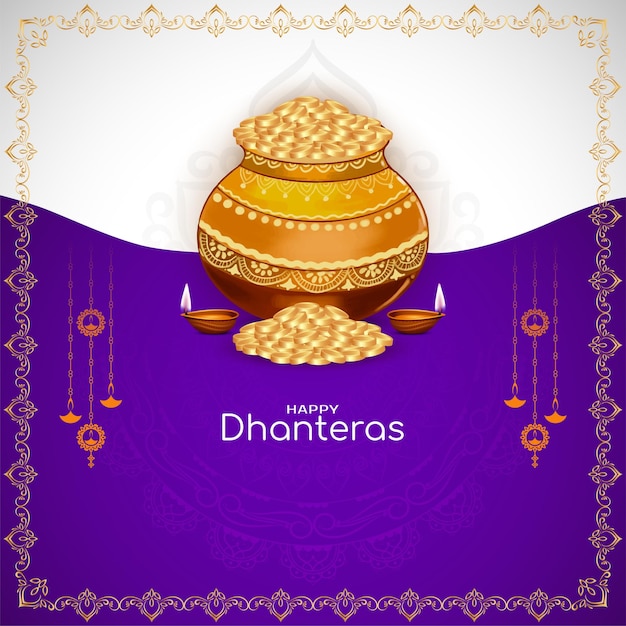 Free vector elegant happy dhanteras indian festival greeting background vector