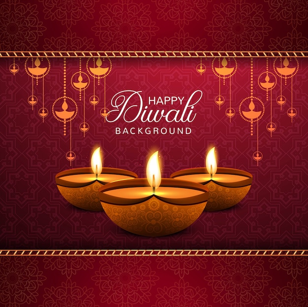 Free vector elegant happy diwali decorative red background