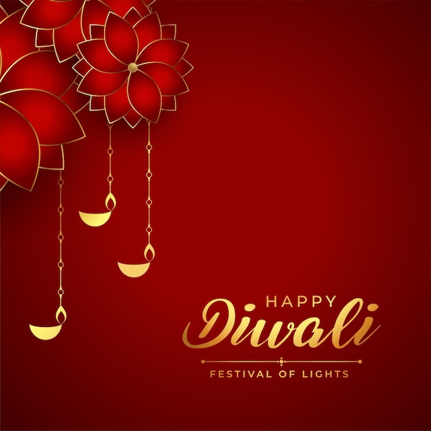 Elegante sfondo per eventi happy diwali con design floreale di buon auspicio