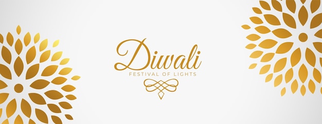 Vettore gratuito banner di festival di diwali felice elegante nel concetto floreale