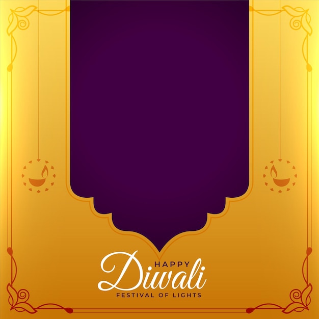 Free vector elegant happy diwali greeting card for festival of lights