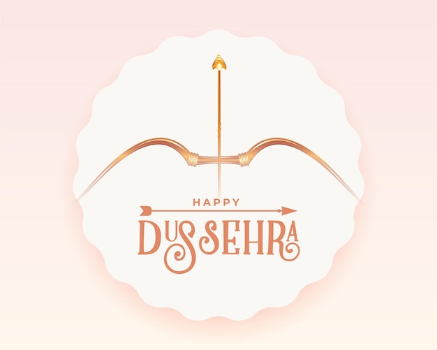 Free vector elegant happy dussehra card with bow and arrow