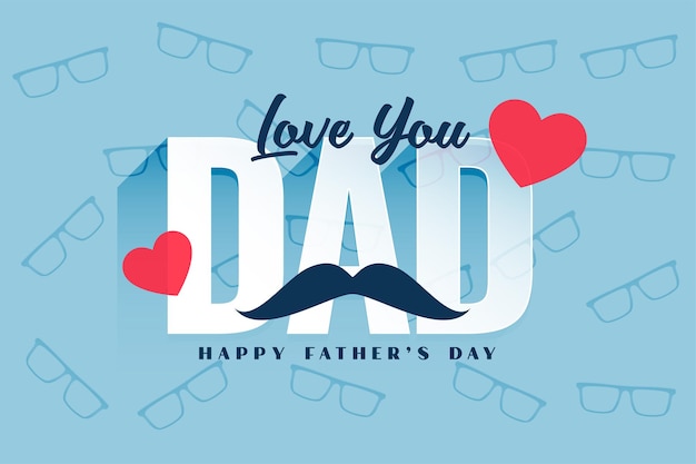 Free vector elegant happy father's day greeting card with love you dad message