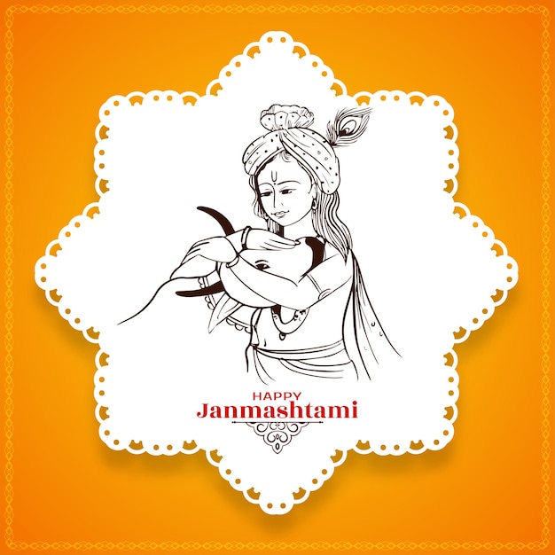 Free vector elegant happy janmashtami festival background design vector