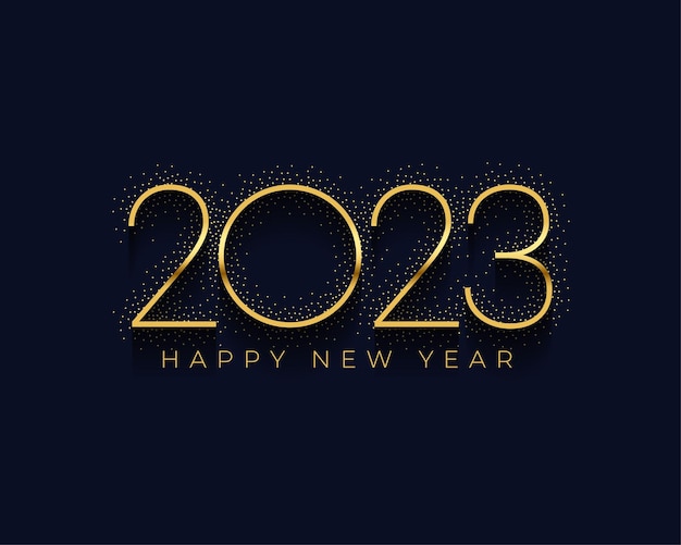 Free vector elegant happy new year greeting background with 2023 3d gold text