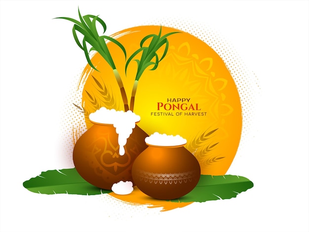 Free vector elegant happy pongal festival celebration background design vector