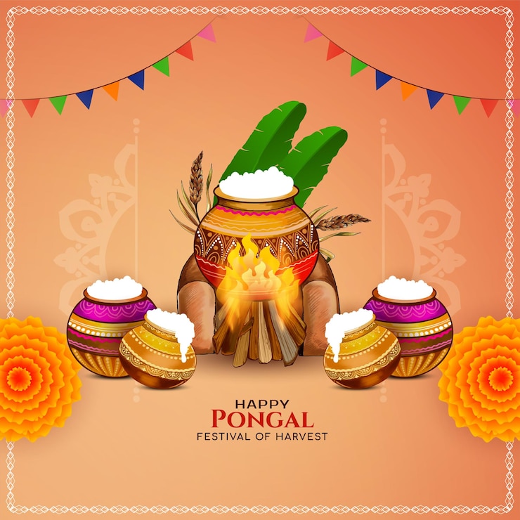 मुफ़्त वेक्टर elegant happy pongal indian agricultural harvest festival card