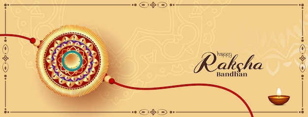 Vettore gratuito elegante banner di saluto del festival happy raksha bandhan