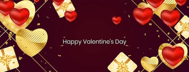 Free vector elegant happy valentines day 14th february celebration banner design