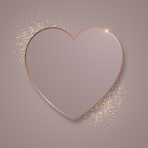 Elegant heart background for valentines day with gold glitter design