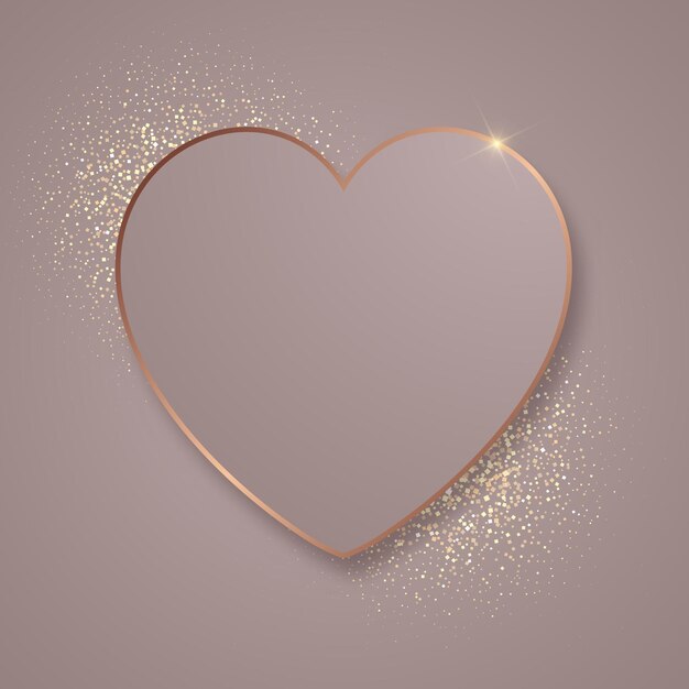 Elegant heart background for Valentines Day with gold glitter design