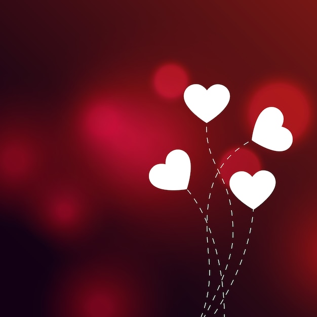 Бесплатное векторное изображение Элегантные сердца на фоне красного боке